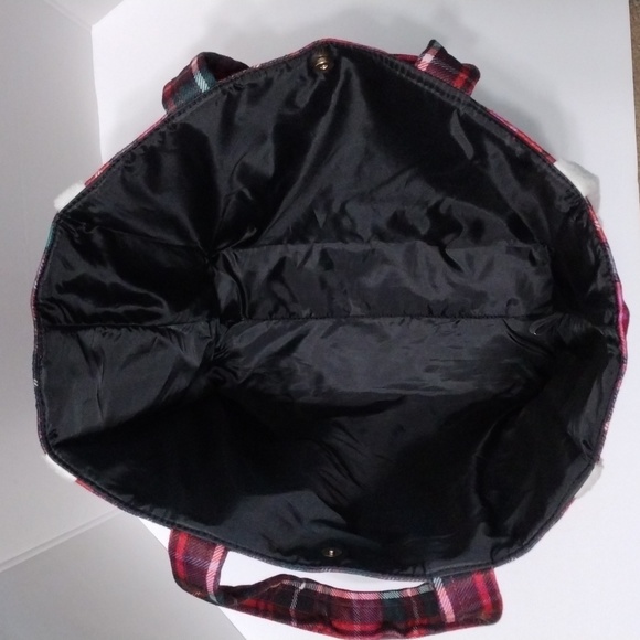 Victoria\'s Secret Plaid Tote Bag | Faux Fur Trim Red Black Green Large